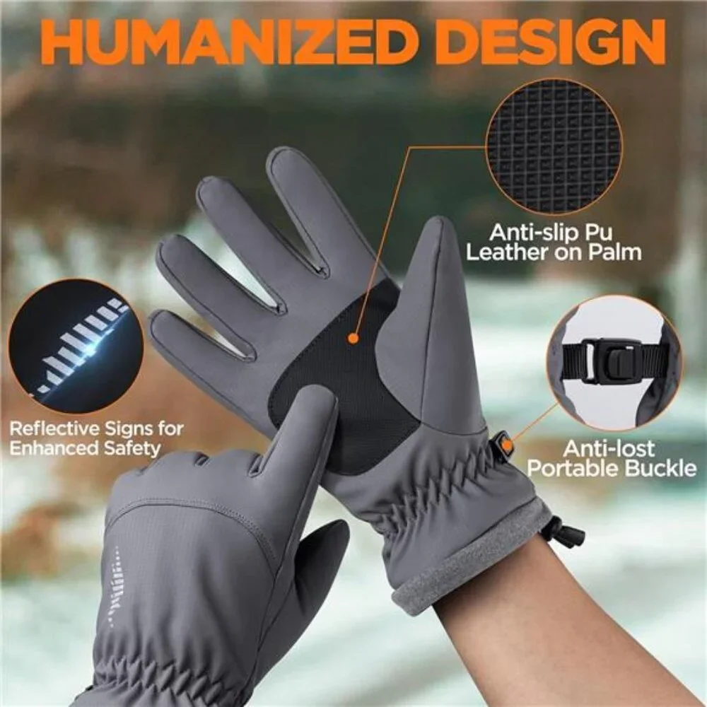 Unisex Winter Waterproof Ski Snow Warm Thermal Gloves with Touchscreen Fingers